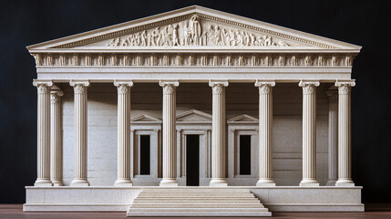 Fototapeta premium Ancient Greek Temple Model Architecture Columns Classic Design Stone Building Histori