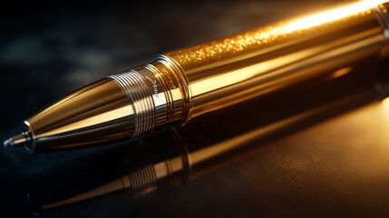 Luxury Gold Pen Closeup  Premium Writing Instrument  Stationery  Office Supplies  Business