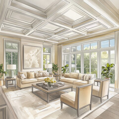 Spacious and inviting living room features modern decor and abundant natural light