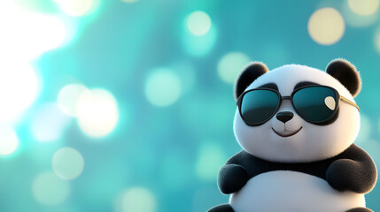 Obraz premium Playful Panda Wearing Sunglasses Enjoying a Sunny Day in a Vibrant Outdoor Setting