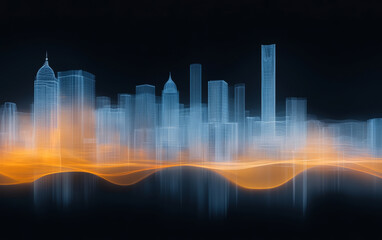 Fototapeta premium Minimalist graphic illustration of city and building Outlines 