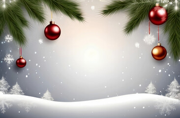 Christmas Background With Snowflakes And Christmas Tree