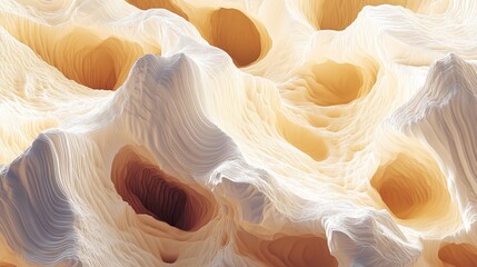 Aerial View Layered Cave Composition, Warm Hues, Abstract Topography, 3D Render Abstract Art, Digital Art, 3D Modeling