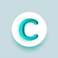 letter C teal icon logo for UI UX button and app interface design