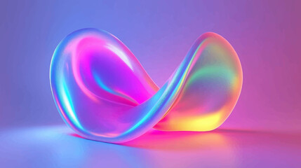 Abstract fluid iridescent holographic neon curved wave in motion colorful background 3d render. Gradient design element for backgrounds, banners, wallpapers, posters and covers.