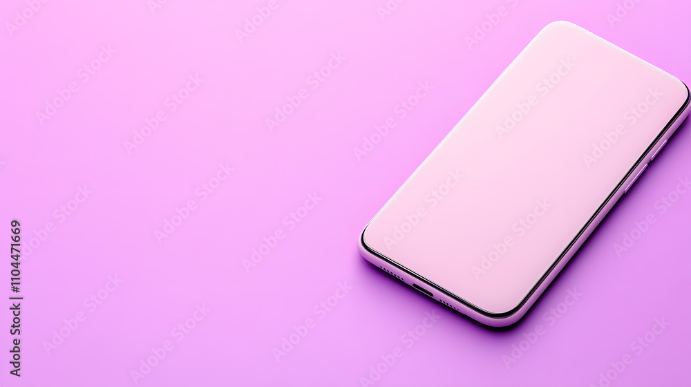 Poster modern smartphone resting on a vibrant pink background with minimalist design elements