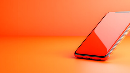 Vibrant Orange Backdrop Showcasing a Sleek Smartphone Resting Gracefully