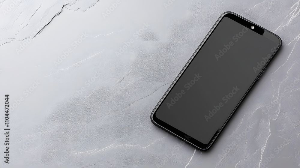 Poster elegant smartphone resting on a sleek marble background inviting modern digital interaction
