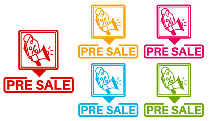 set pre sale sign symbol. Pre sale icon social media selling labels sticker design vector illustration