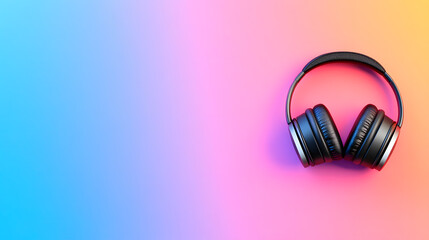 Vibrant Background Featuring Stylish Headphones on a Colorful Gradient Design