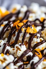 Close-Up Gourmet Popcorn with Creative Toppings in Minimalist Style
