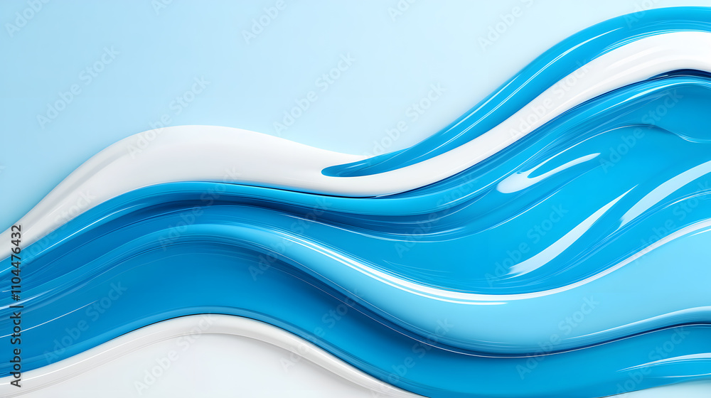 Poster fluid waves of blue and white creating a serene and modern backdrop for artistic expression