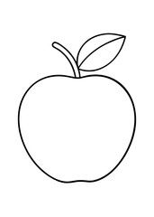 Apple Line Drawing for Coloring Page Simple Outline Art for Kids and Adults