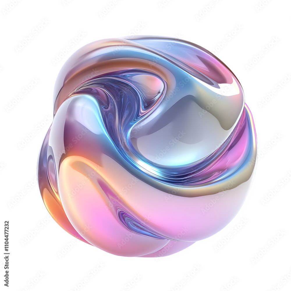 Poster Swirling holographic abstract form with a transparent background, creating a mesmerizing visual