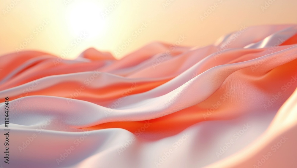 Poster soft flowing fabric in warm tones, gently undulating with light reflecting off its surface, creating