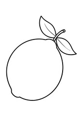 Lemon Line Drawing for Coloring Page Simple Citrus Fruit Art for Kids and Adults