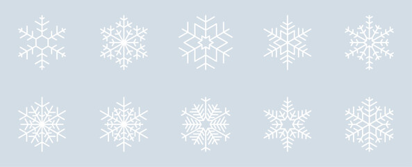 Set of 10 Snowflake Design Isolated on Ice Grey Background - 2/20