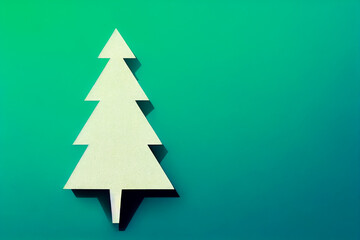 Obraz premium abstract minimalist white Christmas tree on dark green background