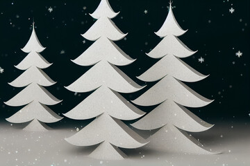 Obraz premium abstract minimalist white Christmas tree on dark green background