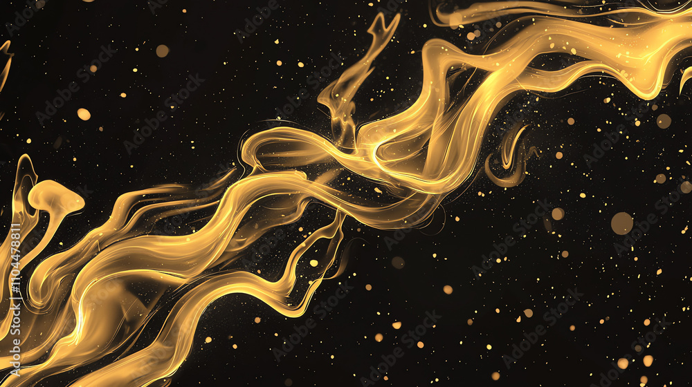 Aufkleber golden flames curling through dark space create a mesmerizing visual effect and evoke a sense of war