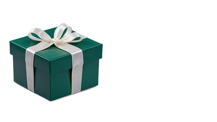 Green Gift Box with White Ribbon Bow  
