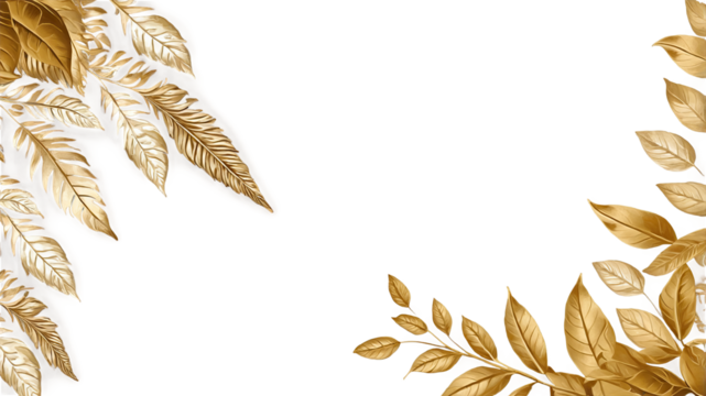 Corner Frame of Golden Leaves Isolated  
