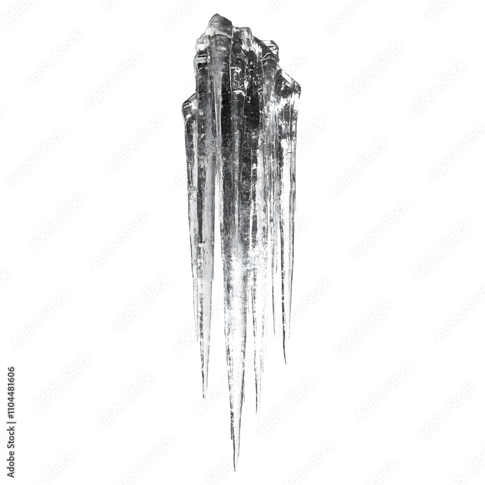 Aufkleber icicles hanging down, creating a wintry atmosphere with a transparent background, ideal for winter-t