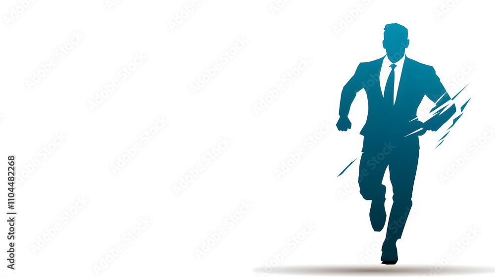 Poster dynamic figure in motion evokes energy and ambition with sleek background design