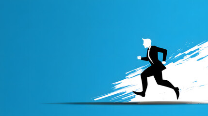 Dynamic Pursuit of Success Depicted Through an Abstract Businessman Sprinting Forward With Momentum