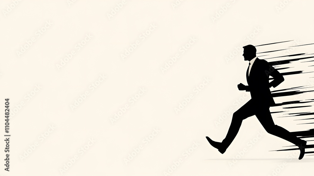 Poster dynamic figure in motion creating a blurred effect against a minimalist background