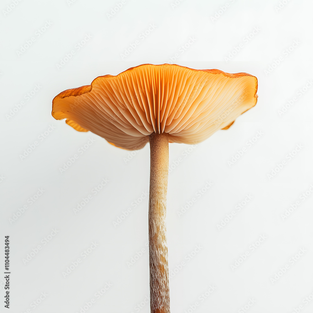 Poster mushroom artwork showcasing intricate details and vibrant colors in a minimalist setting