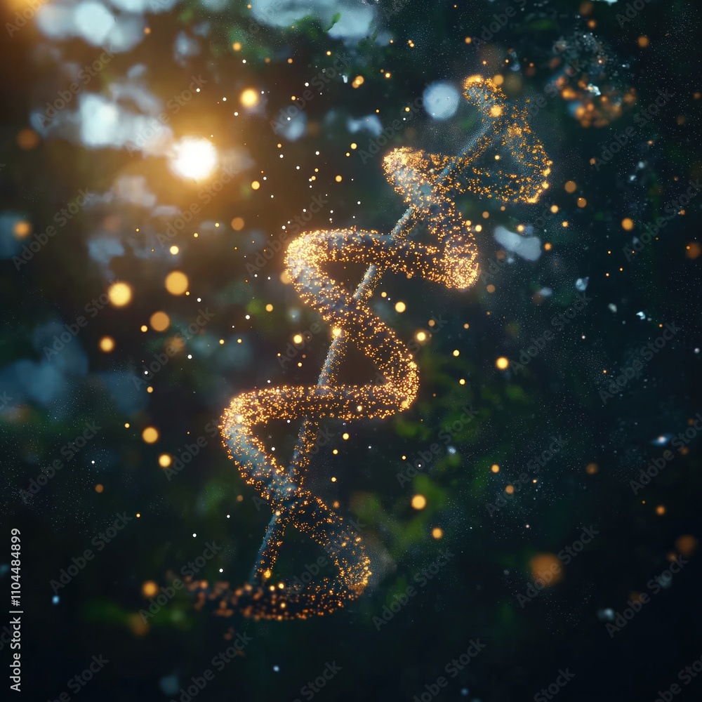 Aufkleber golden dna helix model. abstract biotech concept. futuristic science illustration. bio tech innovati