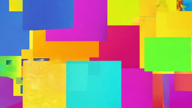 A colorful background with many different colored squares. The squares are in different sizes and colors. The background is yellow and blue