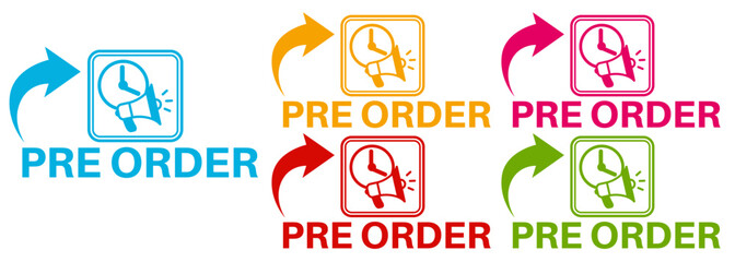 set banner pre order icon sign. sale promotion symbol labels design vector illustration