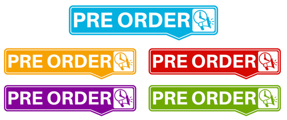 Set collections pre order colorful icon sign. online shopping symbol labels design stickers template Vector illustration