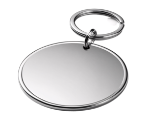 a silver keychain with a ring