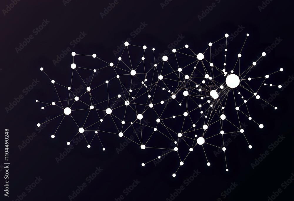 Poster abstract network web - interconnected circles & lines artwork