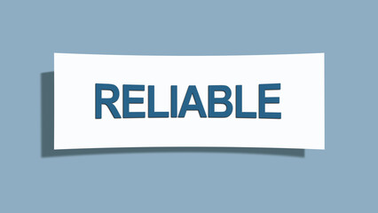 reliable. A card isolated on blue background.