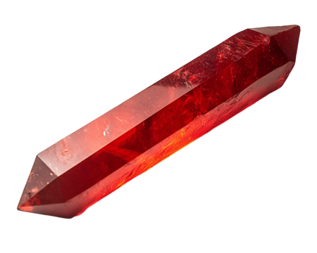 a red crystal on a white background