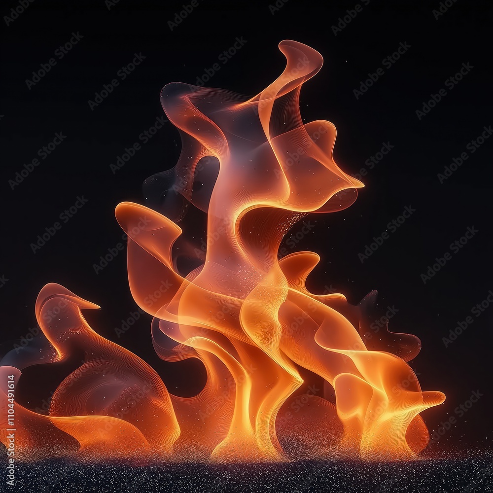 Poster abstract fire flames design. dynamic orange fire forms with dark background. creative illustration. 