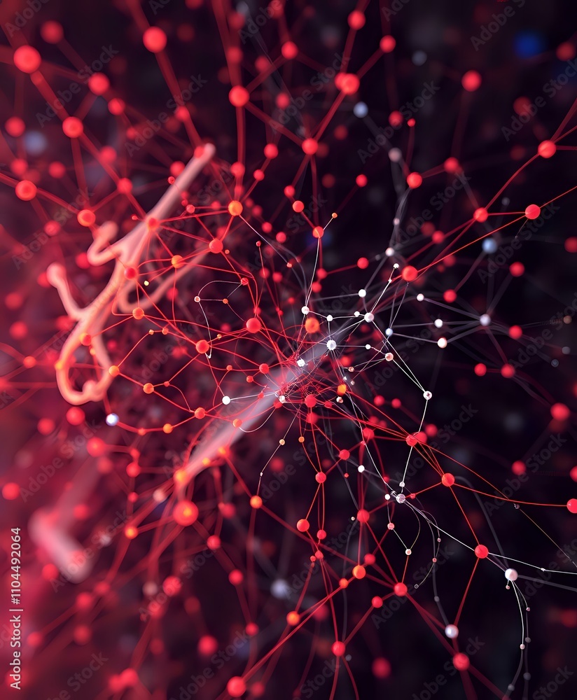 Aufkleber abstract neural network web with warm colors