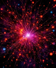 Radiant Binary Nebula in Digital Network Style