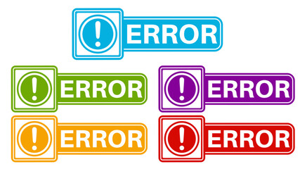 set sign error icon. trouble symbol template labels sticker design template vector illustration