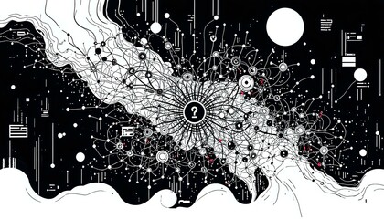 Futuristic Cybersecurity Cityscape at Night with Starlit Sky