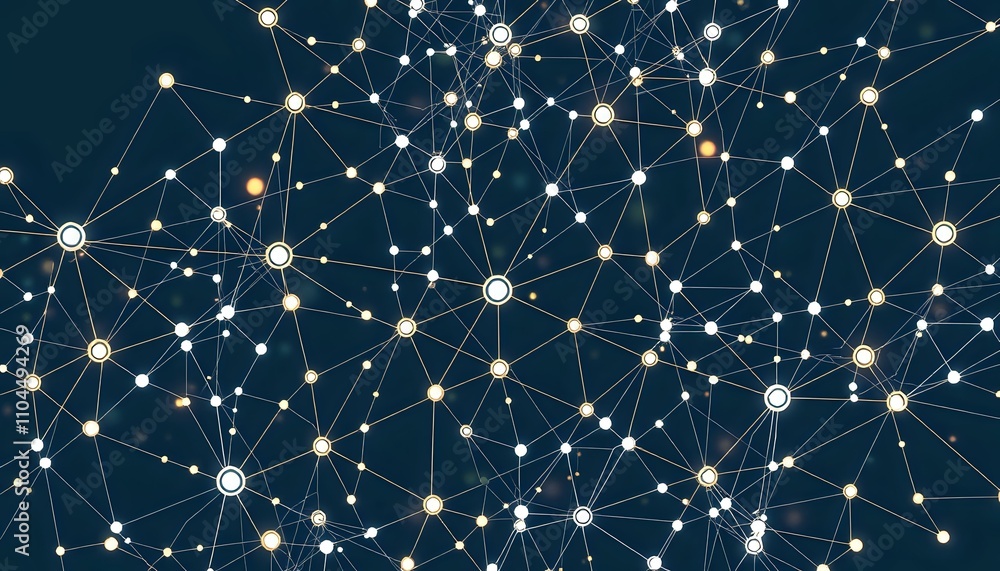 Aufkleber futuristic network diagram - interconnected nodes in abstract art style