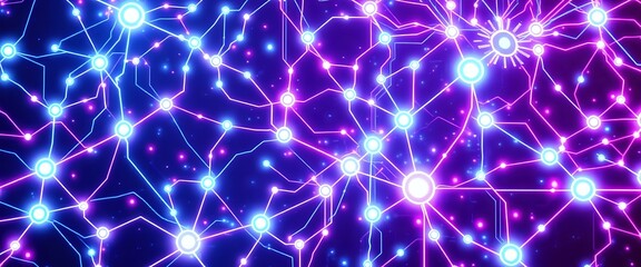 Futuristic Neon Circuit Board Abstract Art