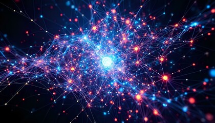 Fototapeta premium Quantum Entanglement: Radiant Web of Connected Reality