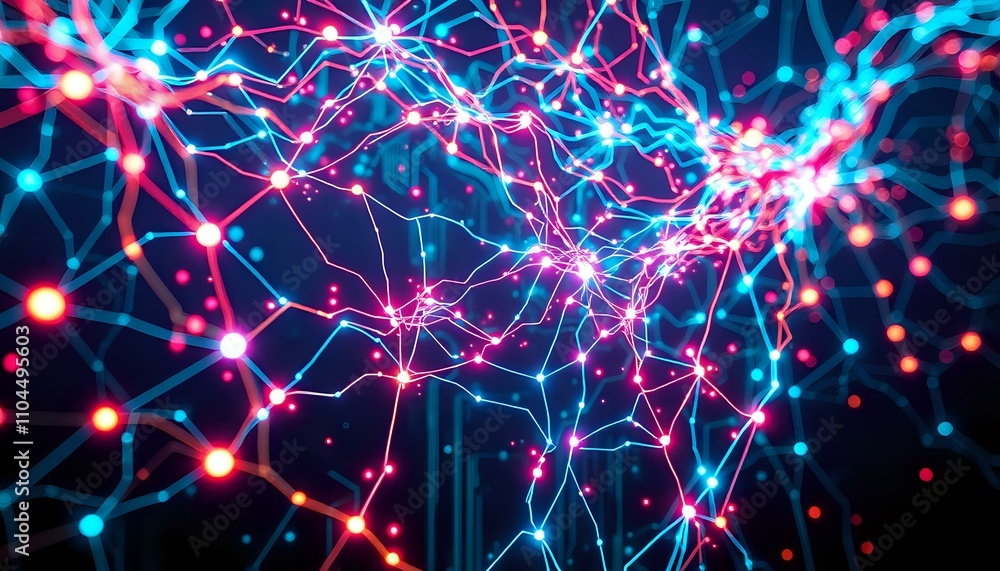 Poster cyberpunk data visualization - neon network
