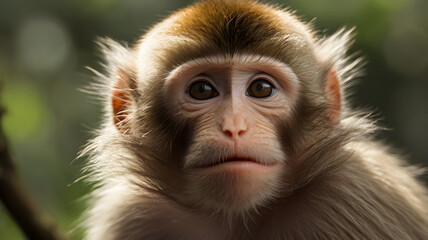 Obraz premium Close-Up Portrait of a Monkey in Nature