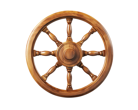 a wooden steering wheel with spokes